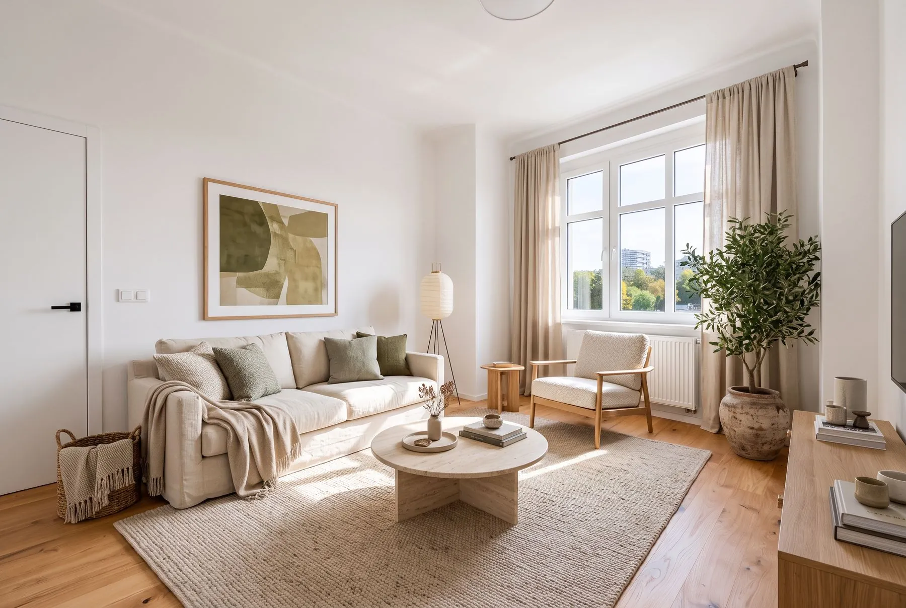 Obytná část u okna po home stagingu
